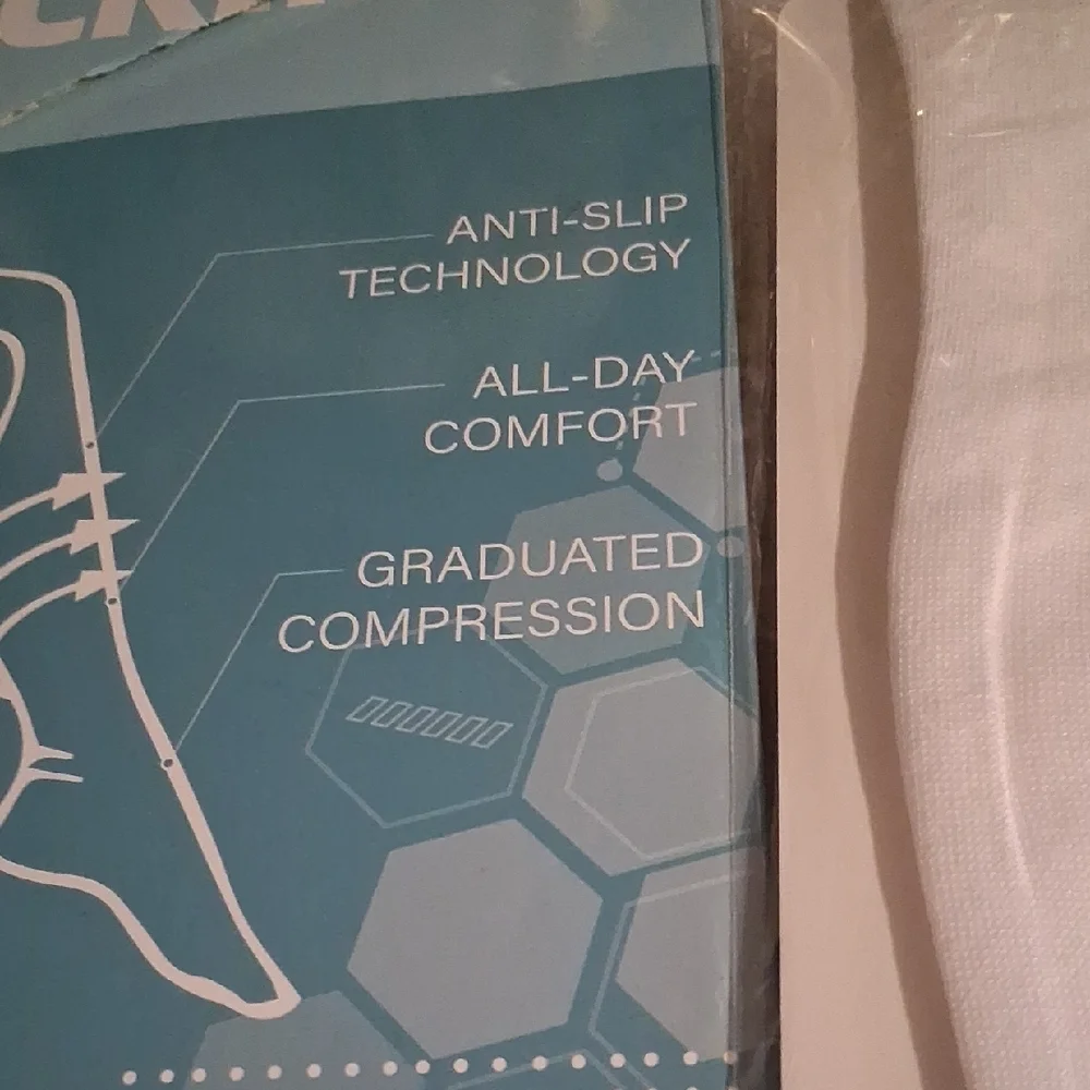 White Anti-Embolism Compression Stockings - Picture 5 of 12